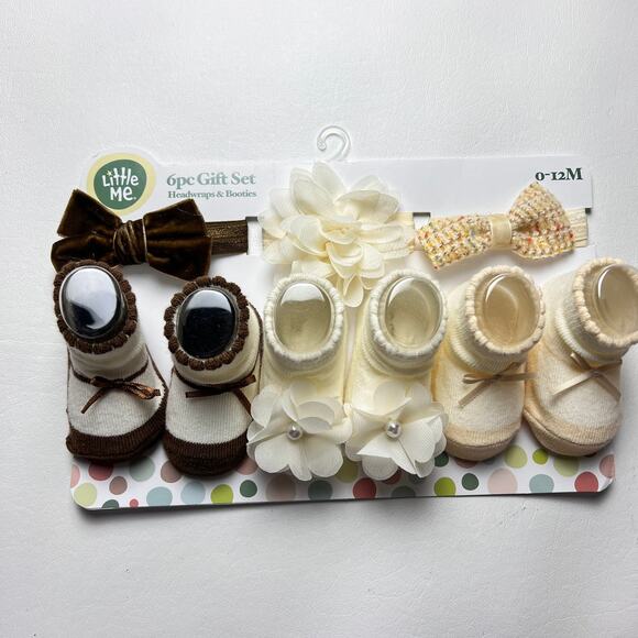 Little Me Baby 6 Piece Gift Set Booties and Headbands Matching Accessories Set - Picture 1 of 9